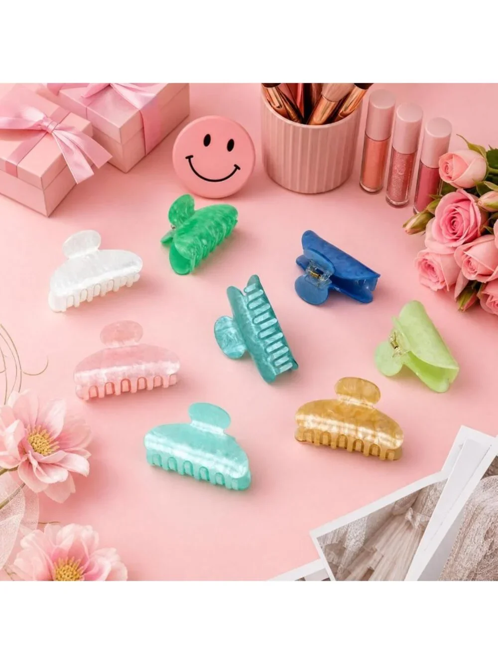 10pcs Colorful Acrylic Hair Claw Clips - Large Cute Fashion Accessories for